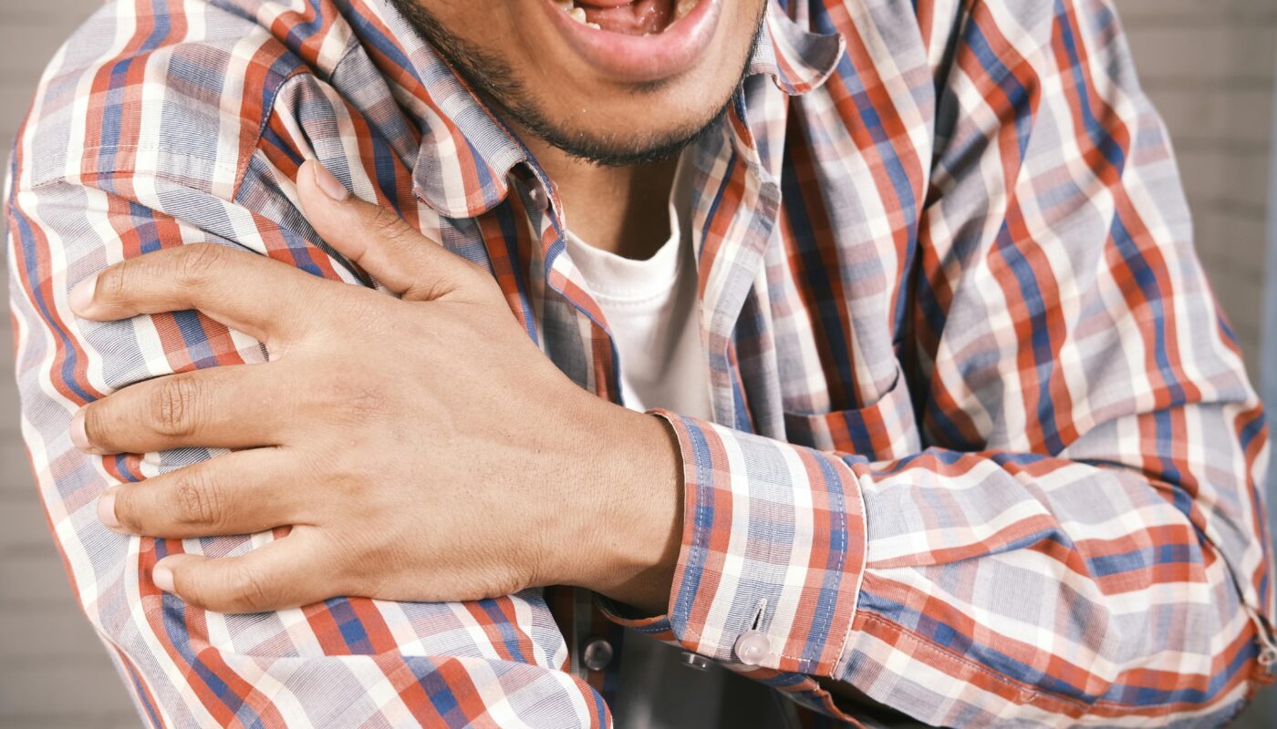 Photo by Towfiqu barbhuiya: https://www.pexels.com/photo/close-up-photo-of-an-aching-man-holding-his-shoulder-8600449/