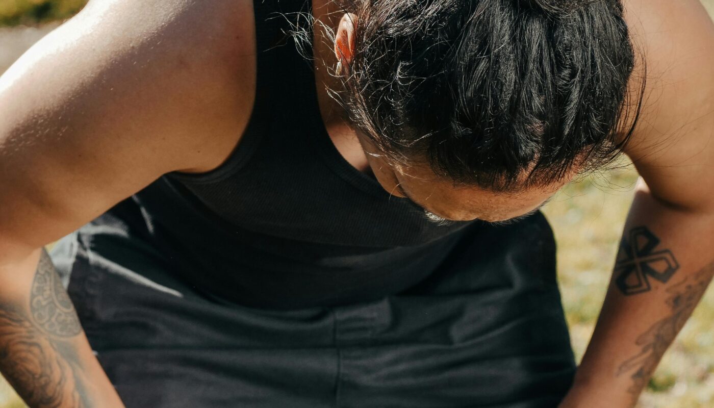 Photo by Kindel Media: https://www.pexels.com/photo/a-man-touching-his-knees-7298629/