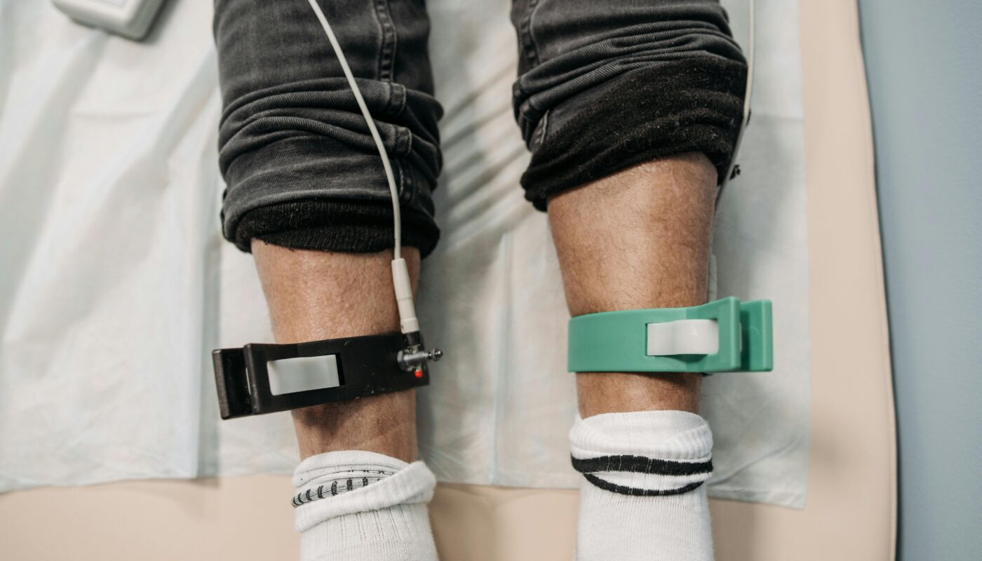 Photo by Pavel Danilyuk: https://www.pexels.com/photo/a-person-wearing-white-socks-7108356/