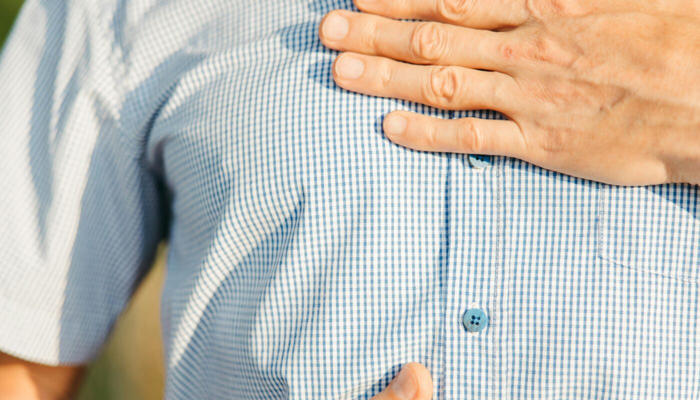 Photo by Anastasia Shuraeva: https://www.pexels.com/photo/man-holding-his-stomach-and-chest-8795387/