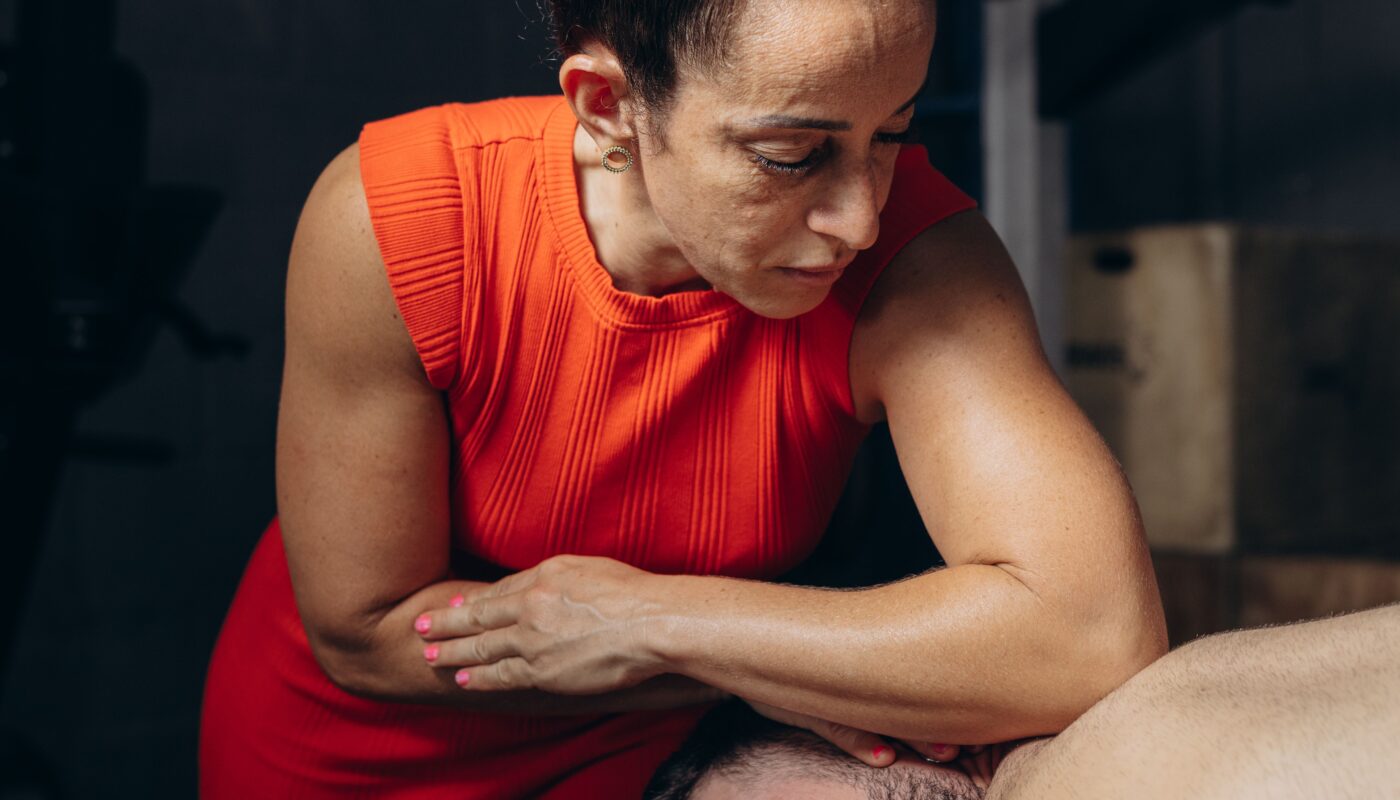 Photo by Jonathan Borba: https://www.pexels.com/photo/a-woman-is-giving-a-massage-to-a-man-27730455/